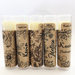 KRAFT PAPER Lip Balm | Rustic, Eco-Friendly, Natural | Simple Yet Elegant Wedding and Party Chapstick Favors | Brown Paper Label Black Ink