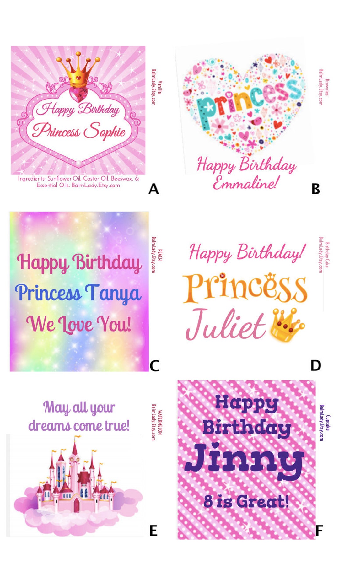 Princess Party Sleep Over Tea Party Birthday Party Favors for Princess