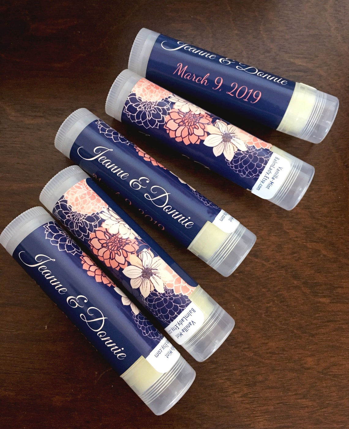 Navy and Coral Lip Balm Party Favors  Coral and Navy Blue image 1