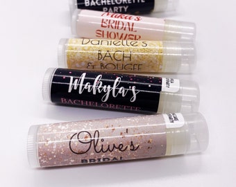 Glitter Lip Balm Party Favors / Glam Theme Party Favor / Lip Balm - Chapstick - Favor de fiesta personalizado para despedida de soltera y despedida de soltera