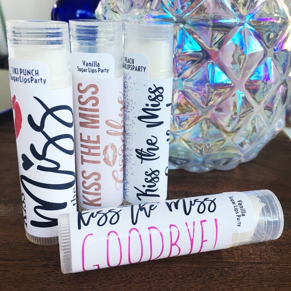 KISS the MISS GOODBYE Chapstick Party Favors for Bachelorette | Personalize Bridal Shower Lip Balm | Custom Party Favors for Bride to Be