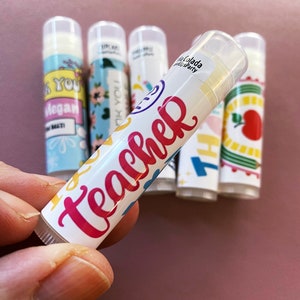 Thank you TEACHER Lip Balm | We Love Our Teacher Gratitude Gift | Teacher Appreciation Week Chapstick Gift | Sold Individually