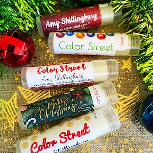 Color Street Customer Gifts | Personalized Holiday Lip Balm for Color Street Business | Custom Christmas and Thanksgiving Chapstick