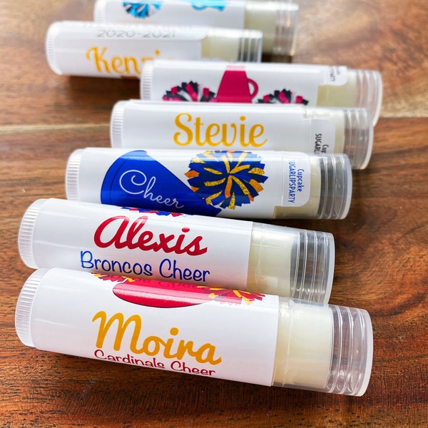 POM POM Cheer Personalized Lip Balm for Cheer Teams, Squads | Cheer Mom gift | Team gift for Cheerleaders | Cheer Gear Competitive Cheer
