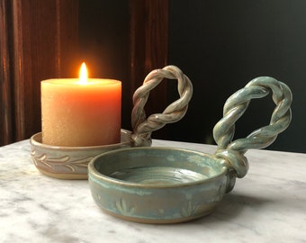 Handled Candle Holder, Trinket Dish, Tray