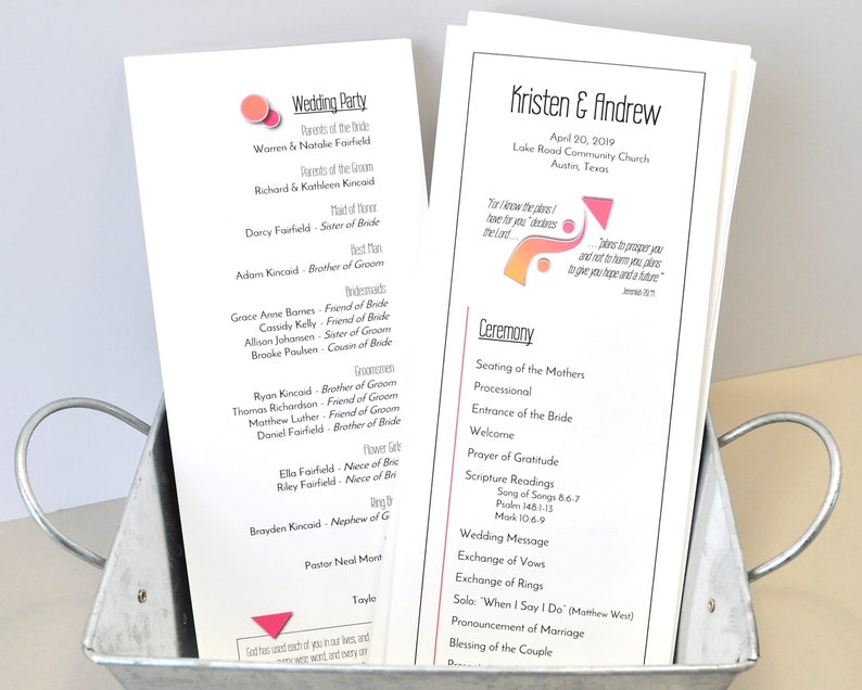 Christian Wedding Program Template With Bible Verse Edit In Etsy