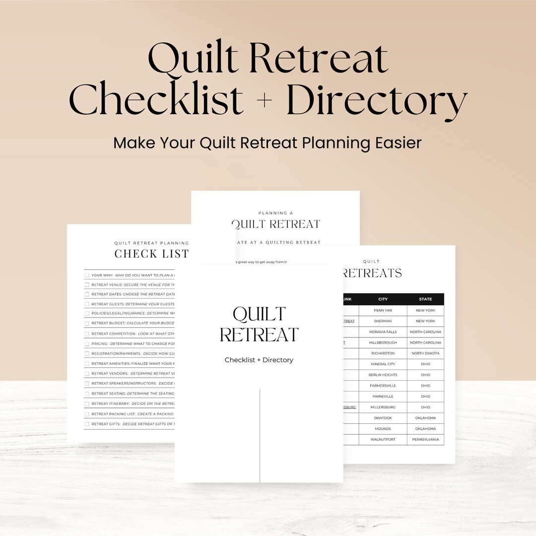 Quilt Retreat Planning Checklist Quilt Retreat Directory Etsy