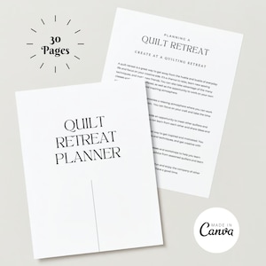 Quilt Retreat Planner 30 Pages Editable in Canva