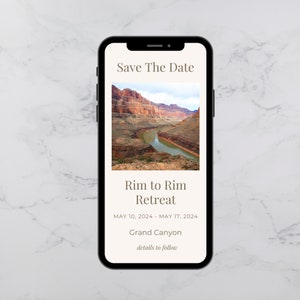 Save the Date Mobile Retreat Invitation Template | Editable on Canva | Digital Invite | Textable Invite