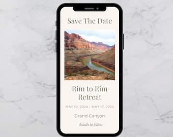 Save the Date Mobile Retreat Invitation Template | Editable on Canva | Digital Invite | Textable Invite