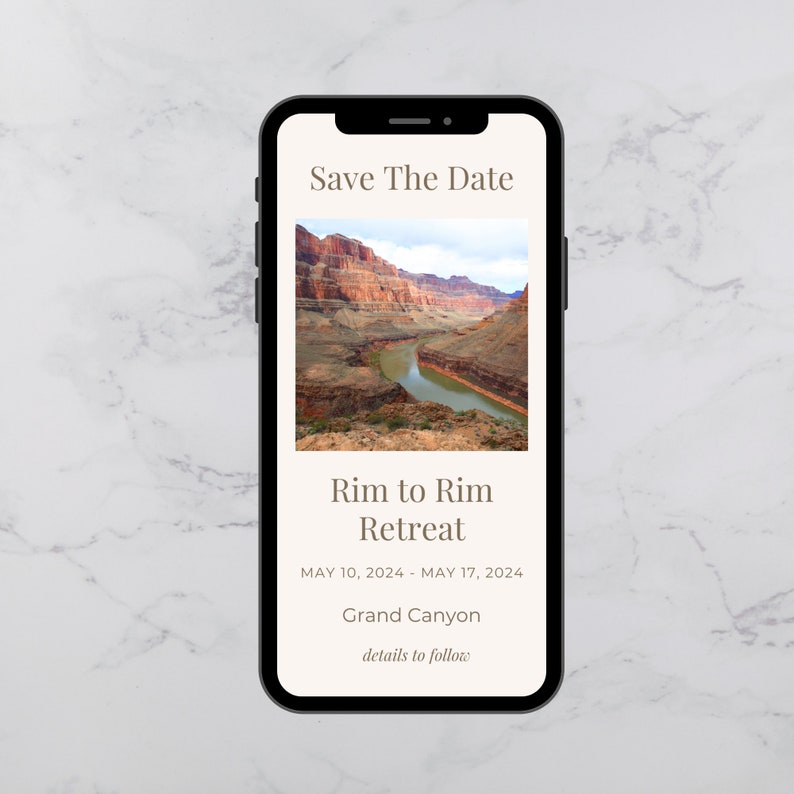 Save the Date Mobile Retreat Invitation Template Editable on Canva Digital Invite Textable Invite image 1