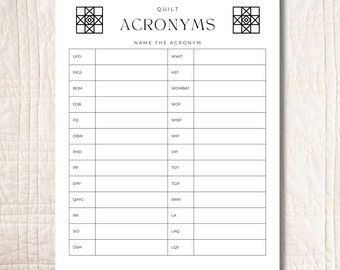 Quilt Game • Name the Quilt Acronyms • Printable PDF