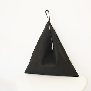 Bolsa de diseño de tela, bolsa geométrica, bolsa de tela negra, bolsa triangular, bolsa de origami