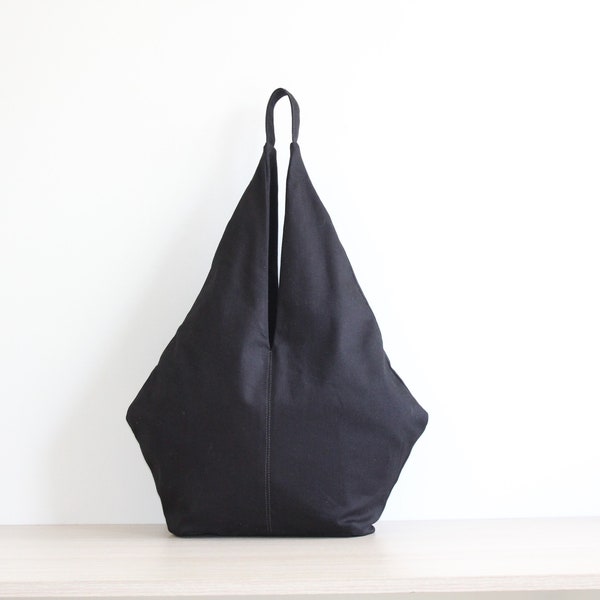 Designtasche aus Stoff, geometrische Tasche, schwarze Tasche, Rauten-Tasche