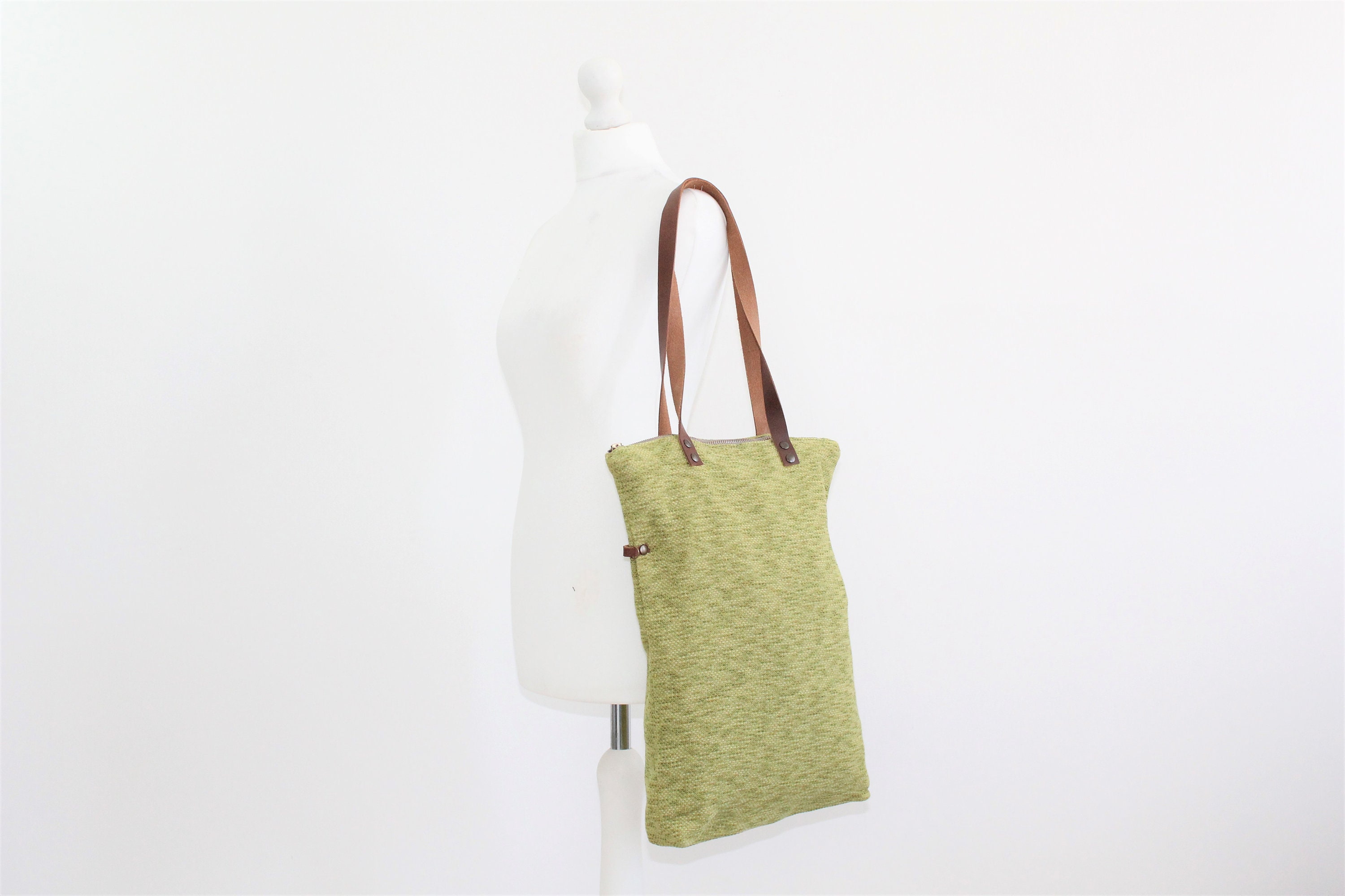 Green fabric bag fabric shoulder strap fabric shoulder Etsy