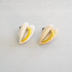 Vintage 1940s Handmade Hawaiian Anthurium Flower Screw Back Earrings
