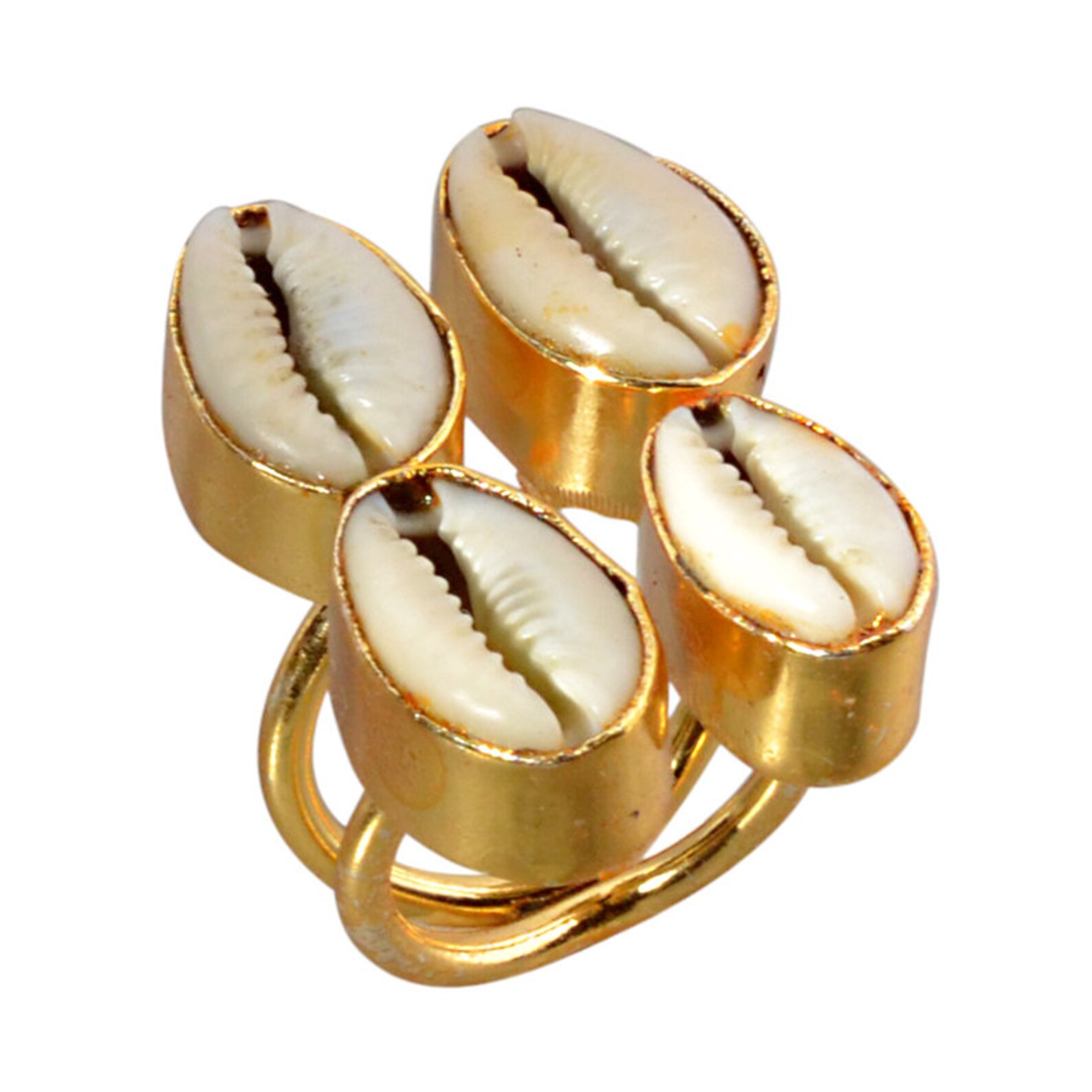 Cowrie Shell Ring Hawaiian Shell Ring Gold Plated Ring Etsy