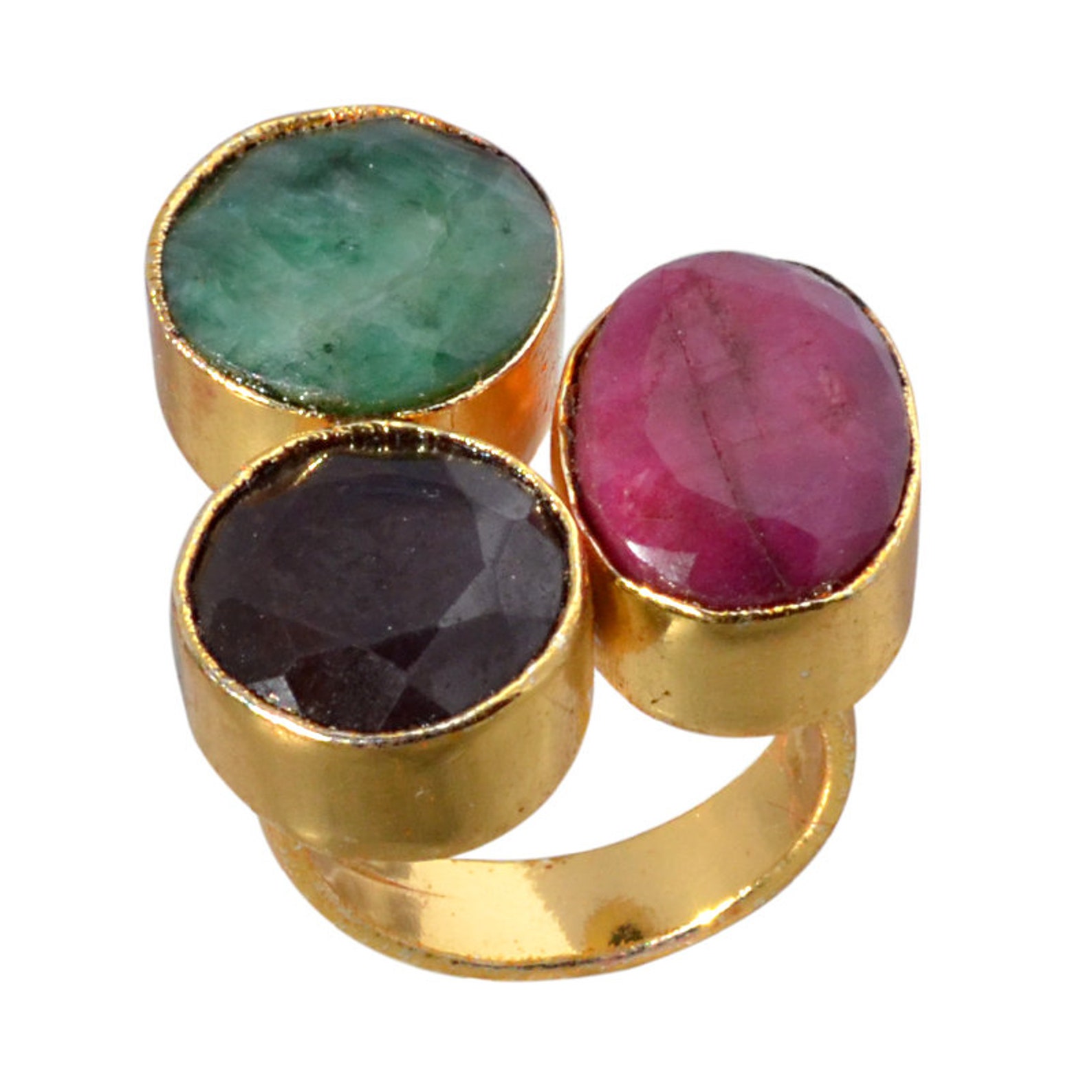 Indian Handcraftd Ring Green Corundum Ring Rad Corundum Etsy