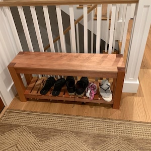 Wood bench, Entryway Bench, Shoe Storage Bench, Bench, Entry Bench, Mahogany