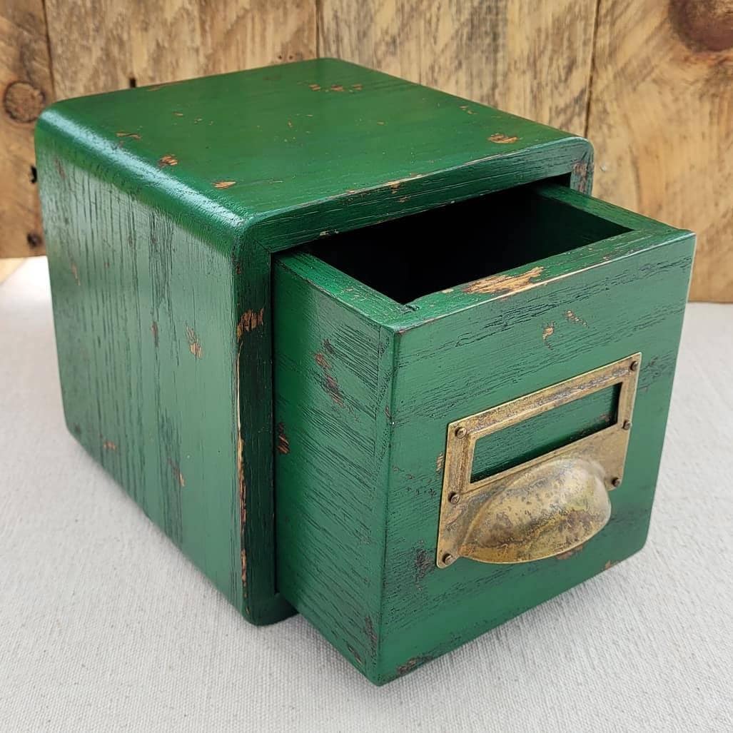 Antique Style Green Wooden Box, Handmade, Apothecary Box, Storage Box