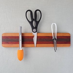 Magnetyczny stojak na noże, wiśnia, padauk, orzechowy drewniany uchwyt na noże, drewniany uchwyt na noże, ścienny uchwyt na noże, uchwyt na noże, prezenty do domu