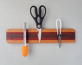 Magnetic knife rack, cherry, padauk, walnut wooden knife holder, wooden knife holder, wall mounted knife holder, knife holder, home gifts