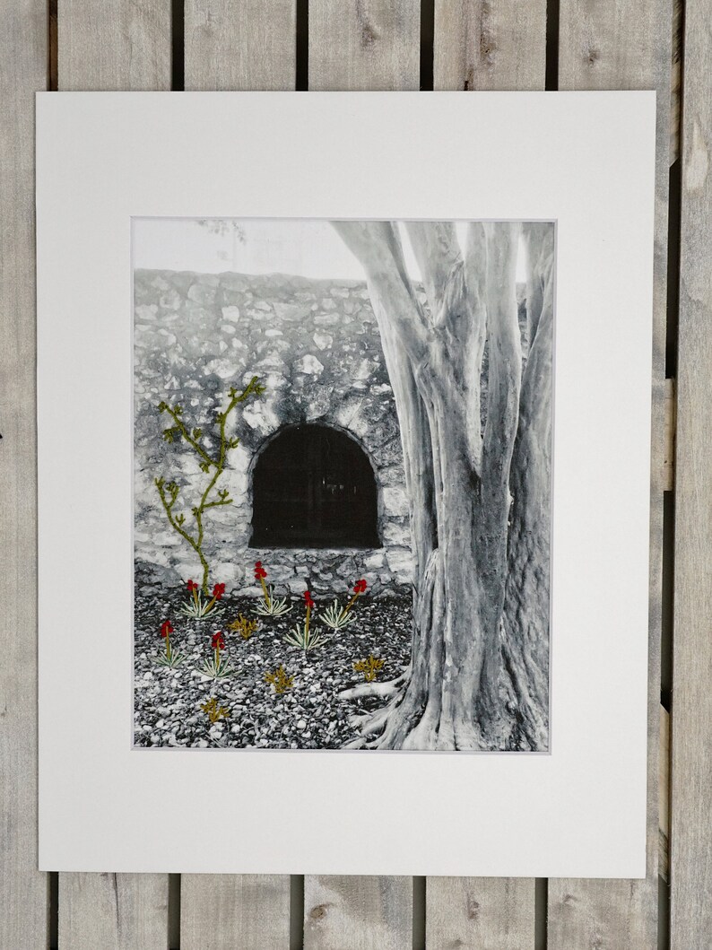 Wall Art Hand Embroidered Black and White Photo 11x14 | Etsy