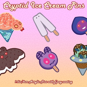 Cryptid Ice Cream Pins