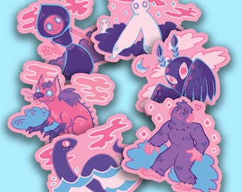 Pastel Cryptids Stickers