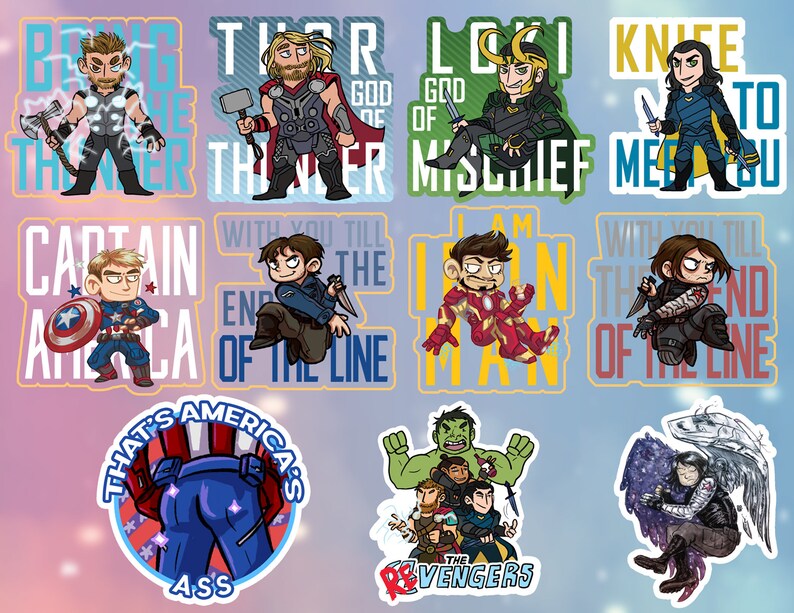 Marvel Stickers Etsy