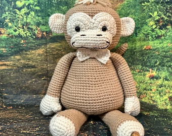Handgemaakte gehaakte aap knuffel: knuffelige amigurumi
