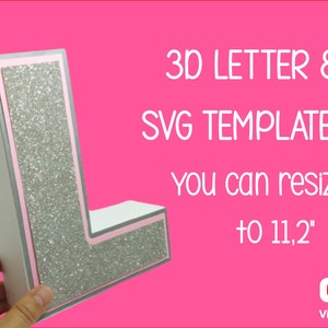 3D list SVG "L" 3D list SVG plik dla Cricut 3D szablon listu sylwetka Cameo laserowo wycinane litery urodziny SVG DXF PDF