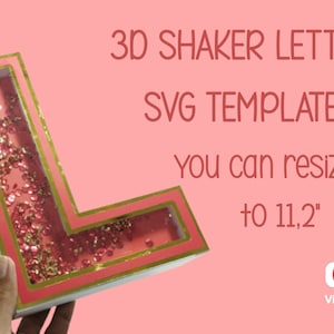 3D Shaker list SVG "L" 3D list SVG plik dla Cricut 3D szablon listu sylwetka Cameo laserowo wycinane litery urodziny PDF do druku