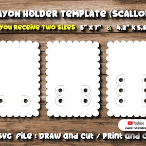 Set 3 Svg geschulpte kleurkaart SVG Valentijnsdag Kids Geschulpte Crayon Houder Kaartsjabloon Snijden Bestand Cricut School Hand-out Kaart