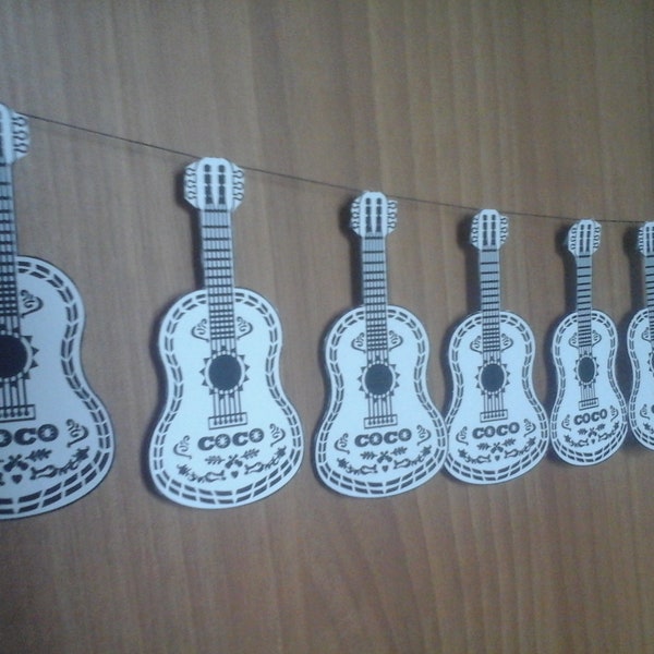 Guitar Coco Banner, Coco Party Supplies, SVG, PDF, PNG, Instant Download, Coco Guitar Template