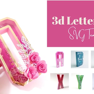3D A-Z Shaker Lettres Svg Alphabet A à Z Fichiers pour Cricut 3D Lettres Modèle Silhouette Cameo Laser Cut Lettres Anniversaire PDF Imprimable