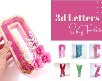 3D A-Z Shaker Letters Svg Alphabet A to Z Files for Cricut 3D Letters Template Silhouette Cameo Laser Cut Letters Birthday PDF Printable