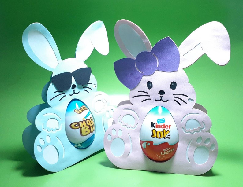 Download Set 2 Rabbit Easter Egg Holder Svg Bunny Template Kinder Egg | Etsy