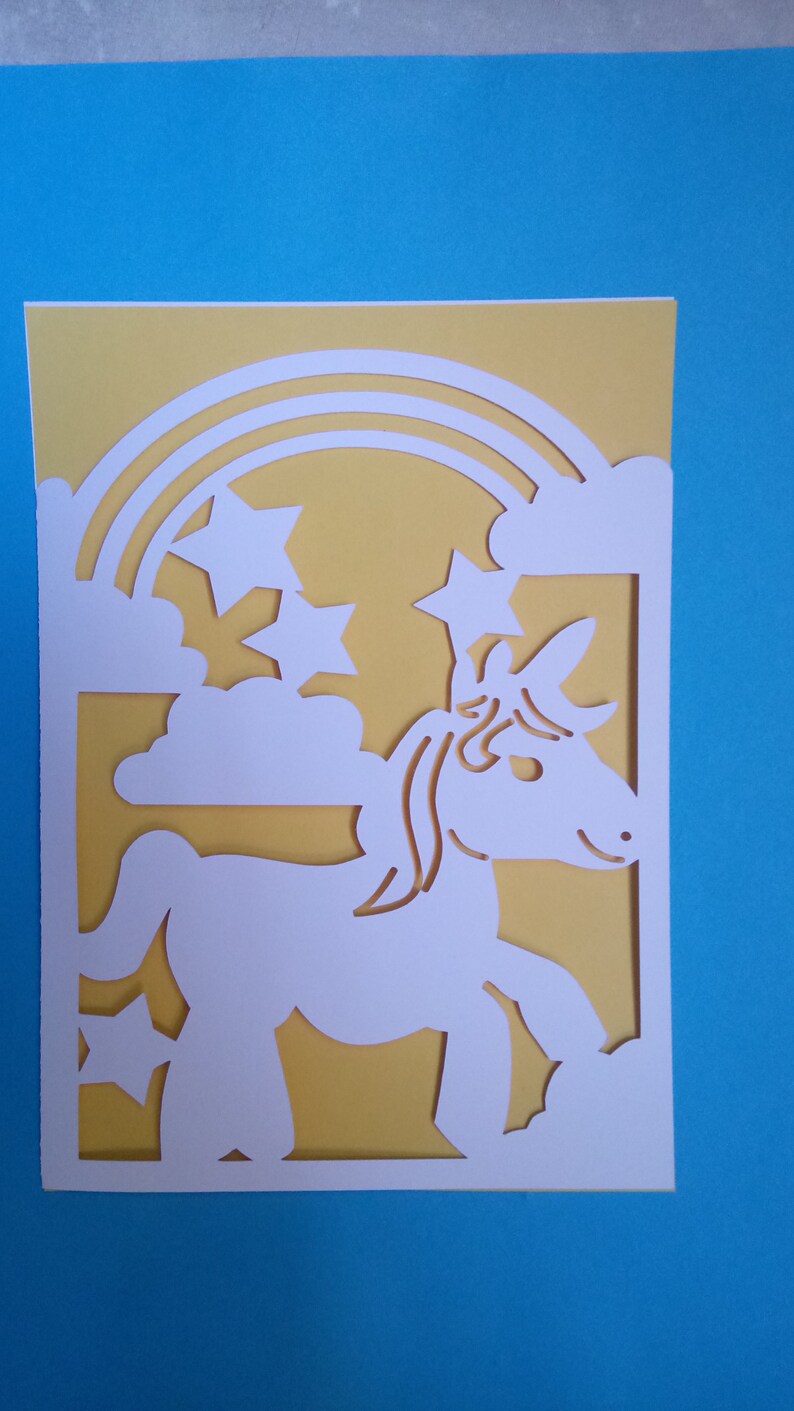 unicorn envelope card svg unicorn template unicorn etsy