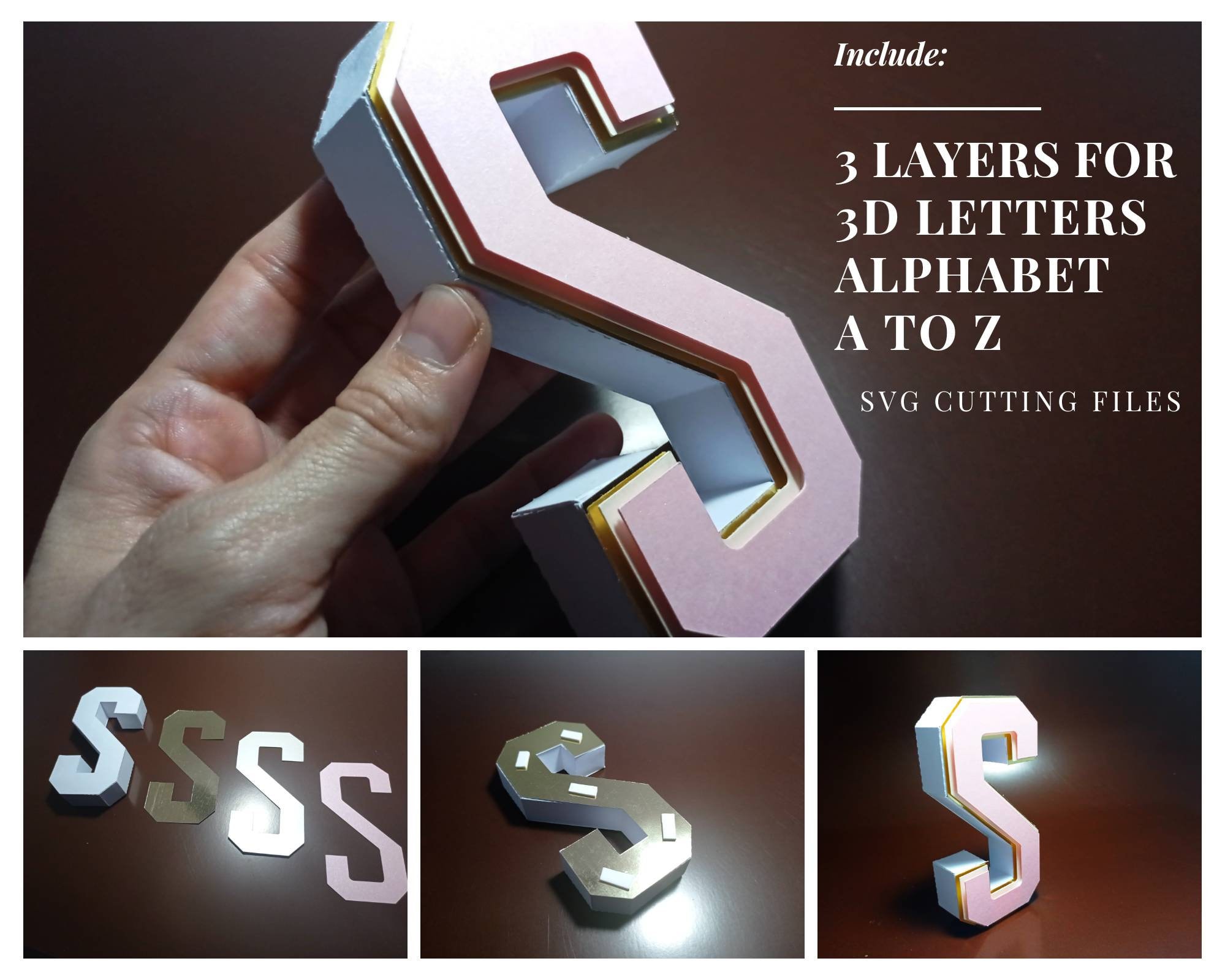 Layer für 3D Buchstaben SVG ONLY LAYERS Alphabet Zeichen Wörter