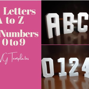 Alphabet A to Z  and Number 0-9 in 3D svg Files for Cricut Silhouette Cameo Laser Cut