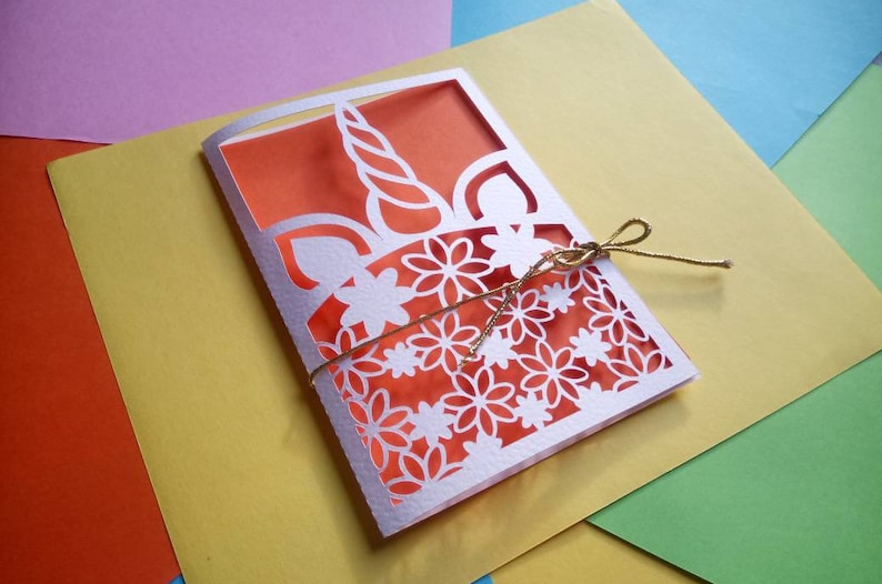 unicorn envelope card svg unicorn template unicorn etsy