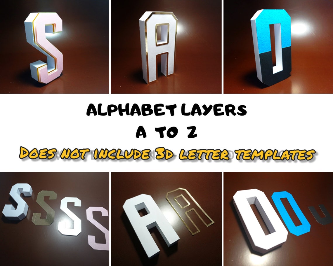 Layers for 3D Letters Svg Alphabet A to Z Only 5 layers for - Etsy España