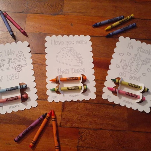 Crayon Holder Card Template DIY Coloring Card SVG Valentine Etsy Crayon Holder Card Template DIY Coloring Card SVG Valentine Etsy