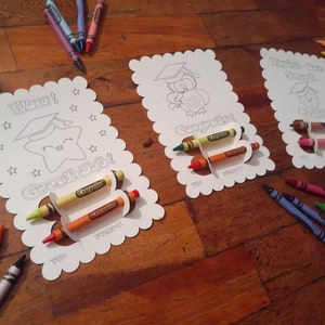 Set 3 svg Carte de coloriage Graduation Crayon Holder Card Template Cutting File Cricut School Handout