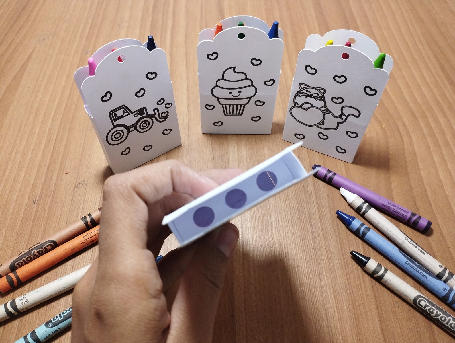 3 Svg Coloring Box Crayon Holder Valentines Day Truck Ice Etsy