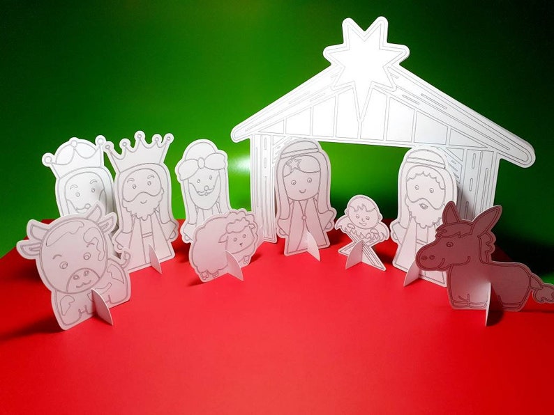 SVG Coloring Nativity Scene Paper Dolls Svg Template Manger | Etsy