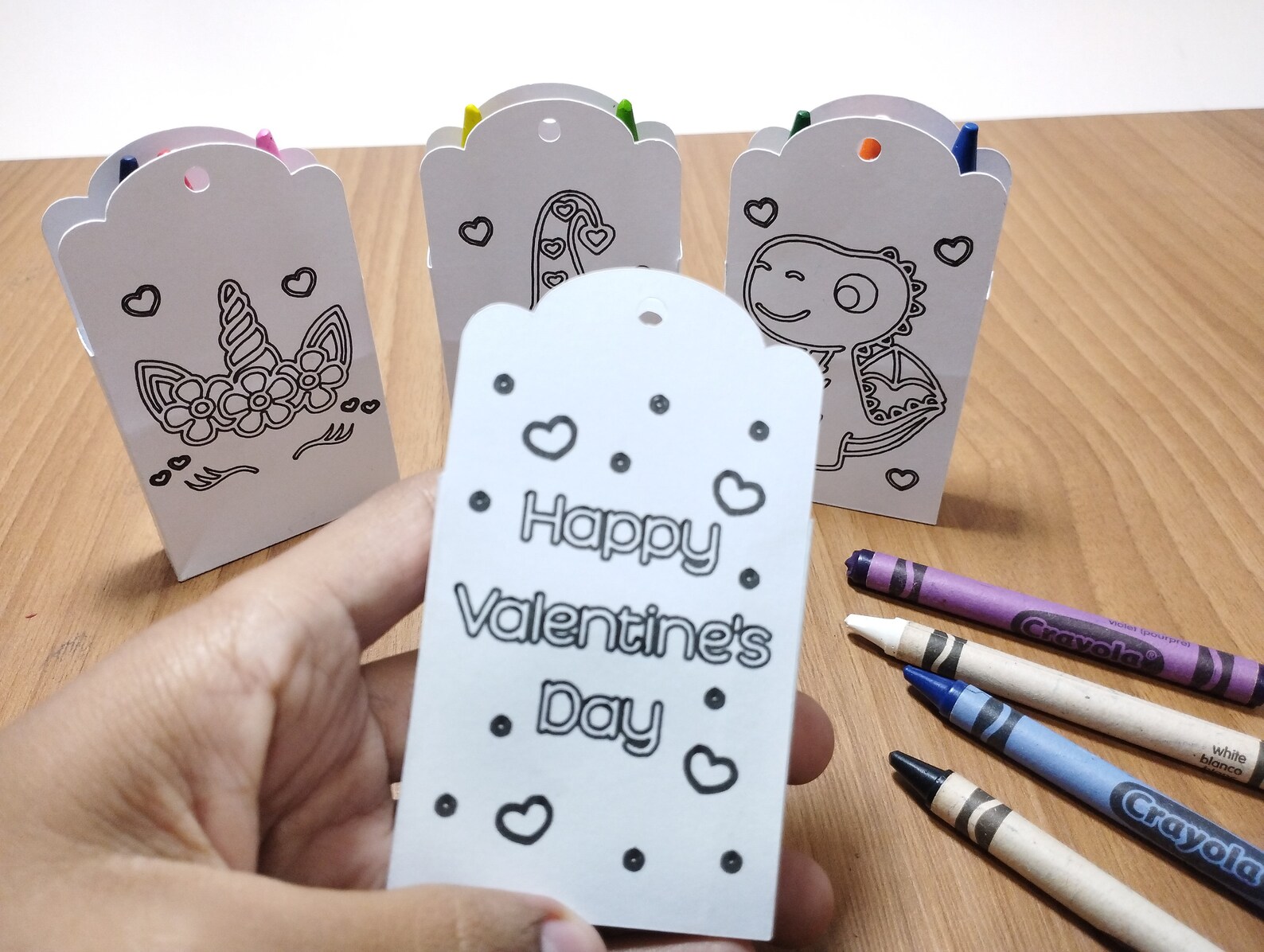 3 Svg Coloring Box Crayon Holder Valentines Day Unicorn Ears Etsy