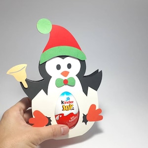 Modello SVG porta uovo di pinguino di Natale Kinder Egg SVG File di taglio Cricut Dxf Silohuette Laser Cut PDF stampabile Download immediato