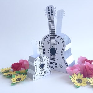 Set 2 Coco Guitar Box Favor, Templates Box, Gift Box, SVG, PDF, Instant Download, Coco Party supplies, Digital Art, Cutting File